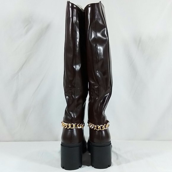 Torgeis Athena Women's Heeled Knee-High Boots - Brown - 10 - Picture 4 of 5